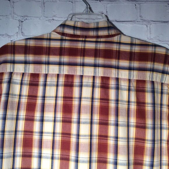 Red Camel Mens Shirt Size Lg Long Sleeve Button Up Brown Plaid Embroidered Logo - Picture 7 of 9